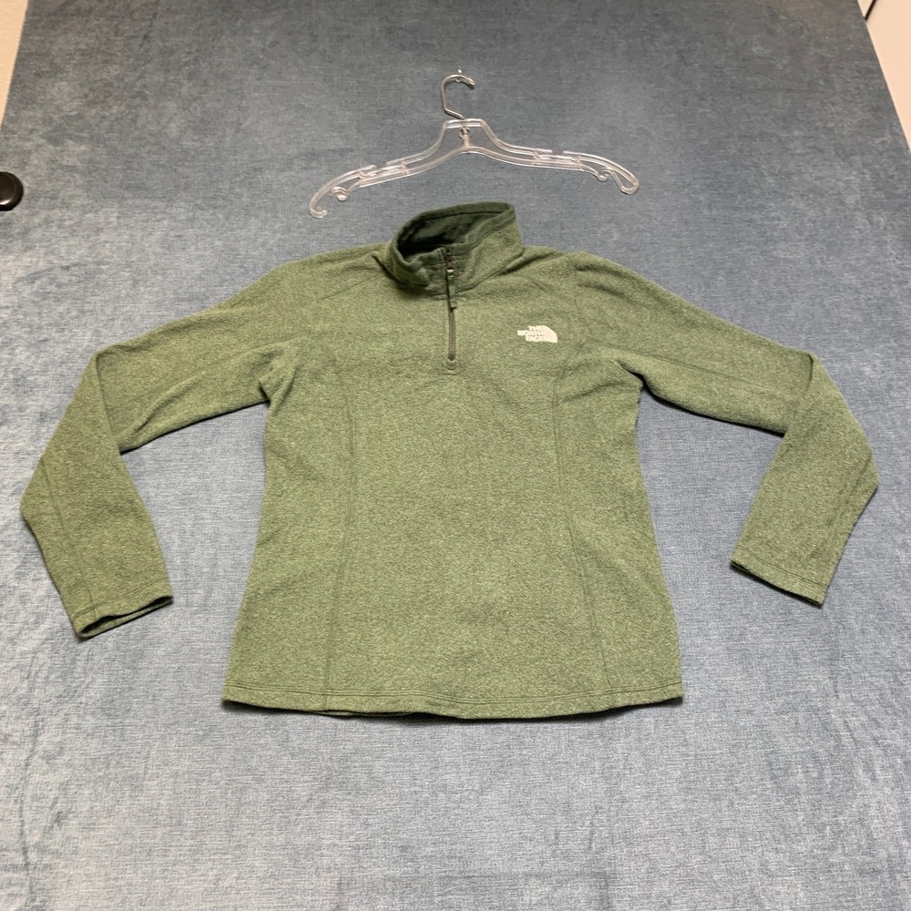 The North Face Fleece Jacket Womens XS Olive Green Quarter Zip Mock Neck Sports